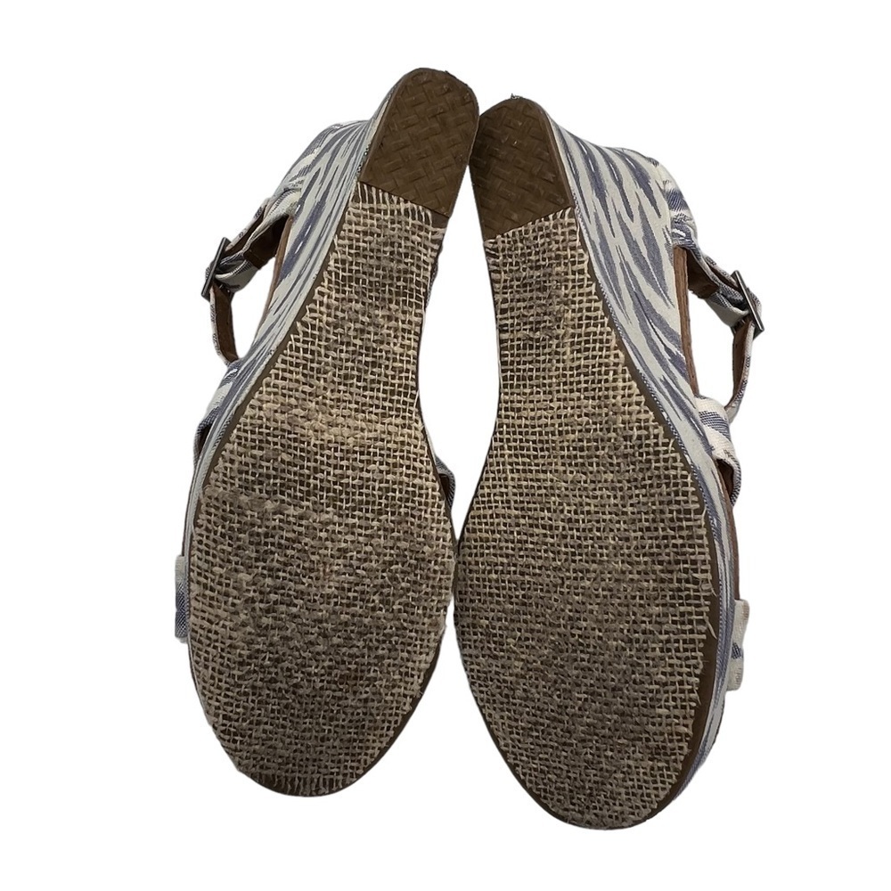 TOMS Blue White Fabric Platform Wedge Heeled Sandals Size 7.5 Women's - Picture 8 of 9